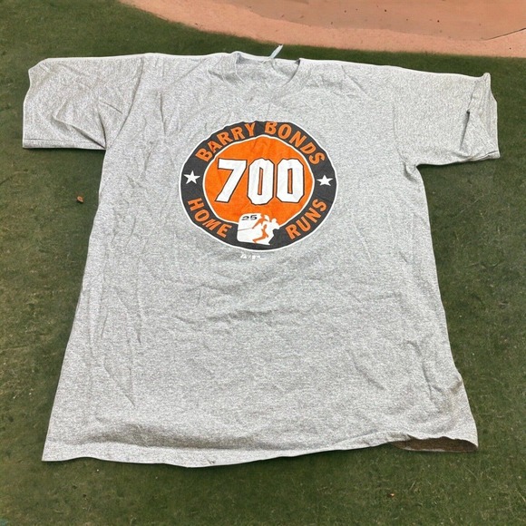 Vintage 00s Y2K Barry Bonds T Shirt 700 Home Runs Giants MLB Baseball Tee Large - Picture 1 of 7